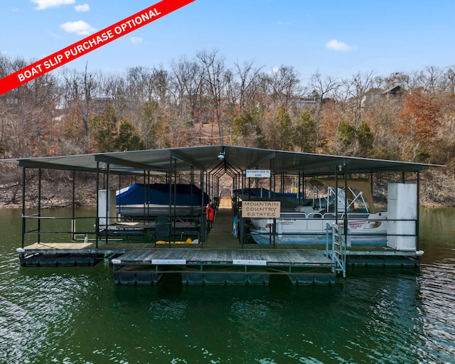 dock area featuring a water view and boat lift