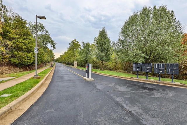 view of street featuring sidewalks and curbs