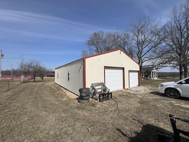 view of detached garage