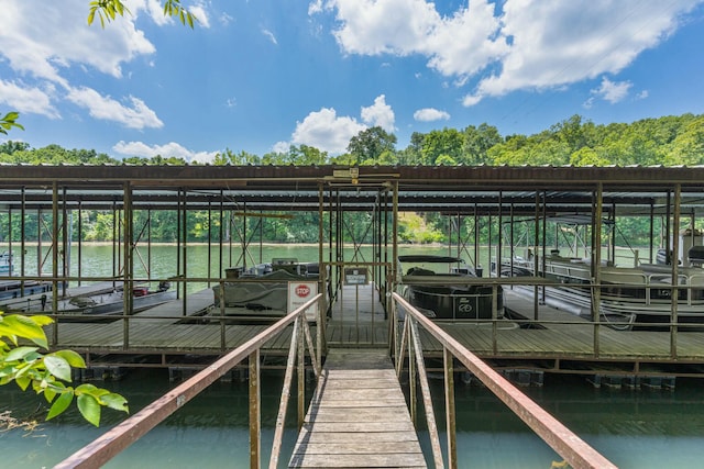 dock area featuring a water view and boat lift