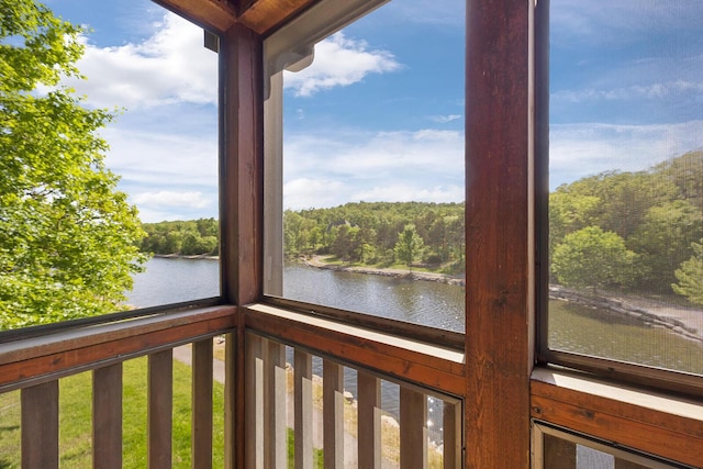 water view with a view of trees