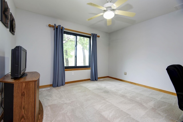 245 Wildflower Rd, Kimberling City, MO 65686 - interior space with ceiling fan, baseboards, and light colored carpet