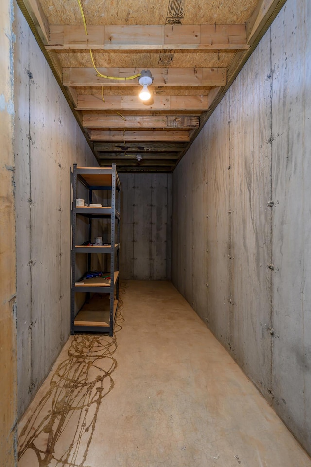 view of unfinished basement