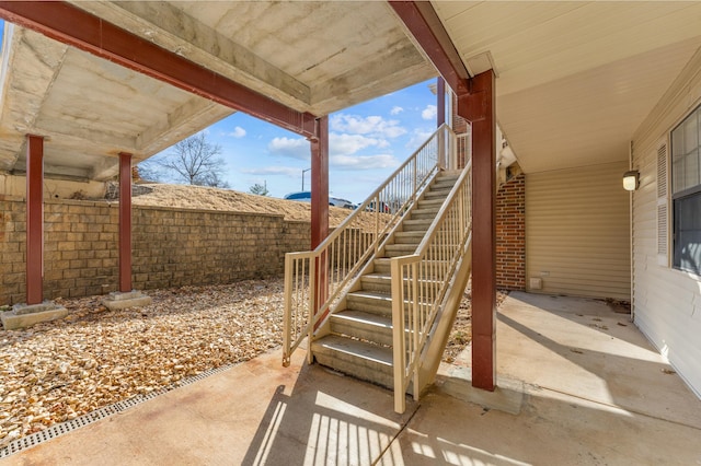 view of patio with stairway