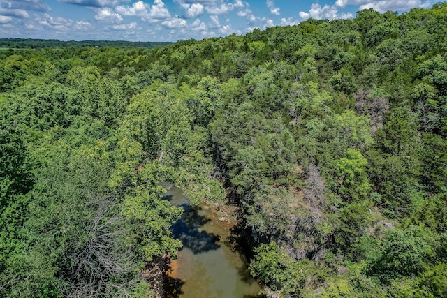 birds eye view of property with a forest view