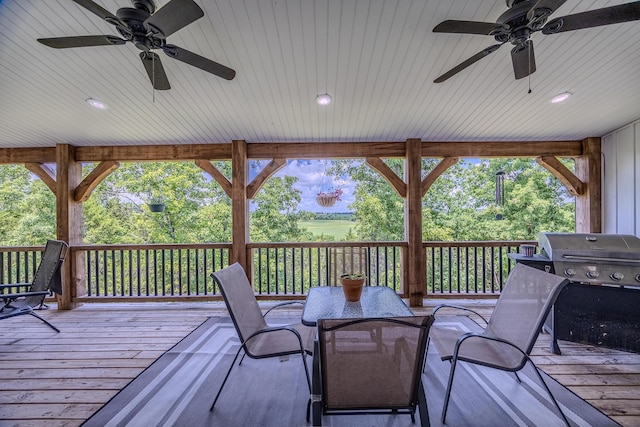 deck featuring ceiling fan