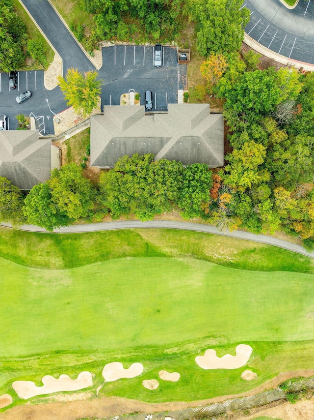 aerial view featuring view of golf course