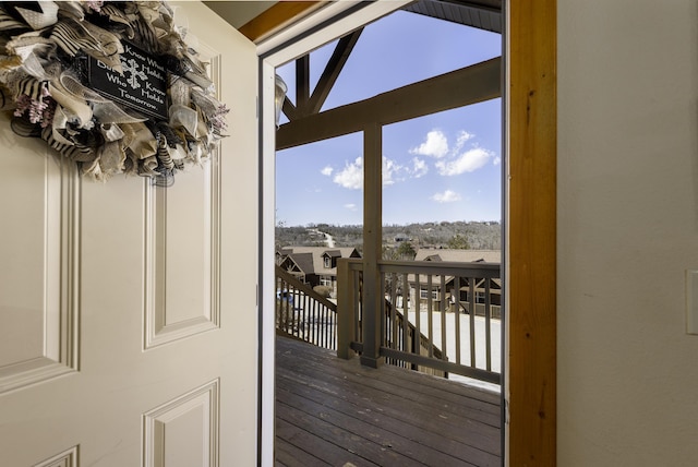 doorway featuring hardwood / wood-style floors