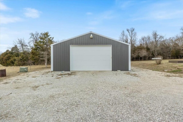 view of detached garage