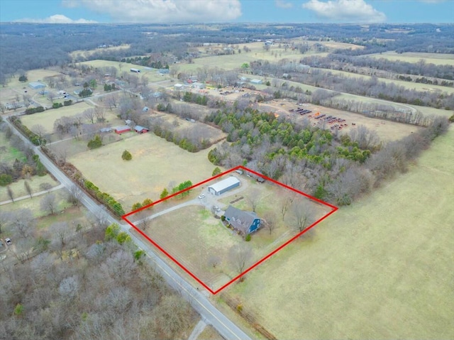 aerial view with a rural view