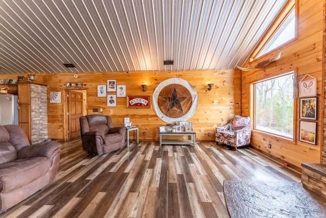 80 Serenity Ct, Gepp, AR 72538 - living area with lofted ceiling, wood finished floors, and wooden walls