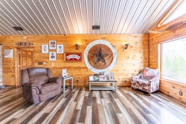 80 Serenity Ct, Gepp, AR 72538 - living area featuring lofted ceiling, wood finished floors, and visible vents