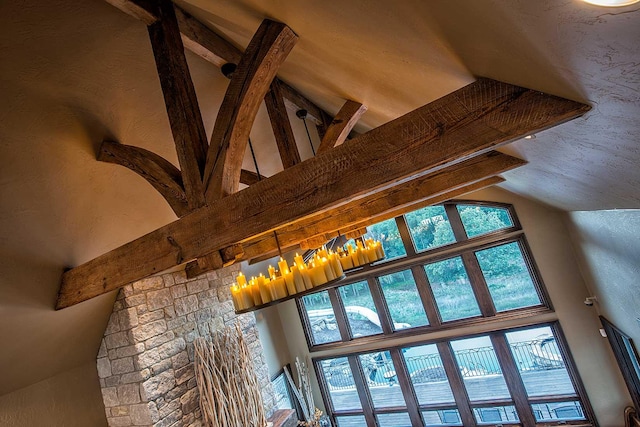 interior details featuring beamed ceiling