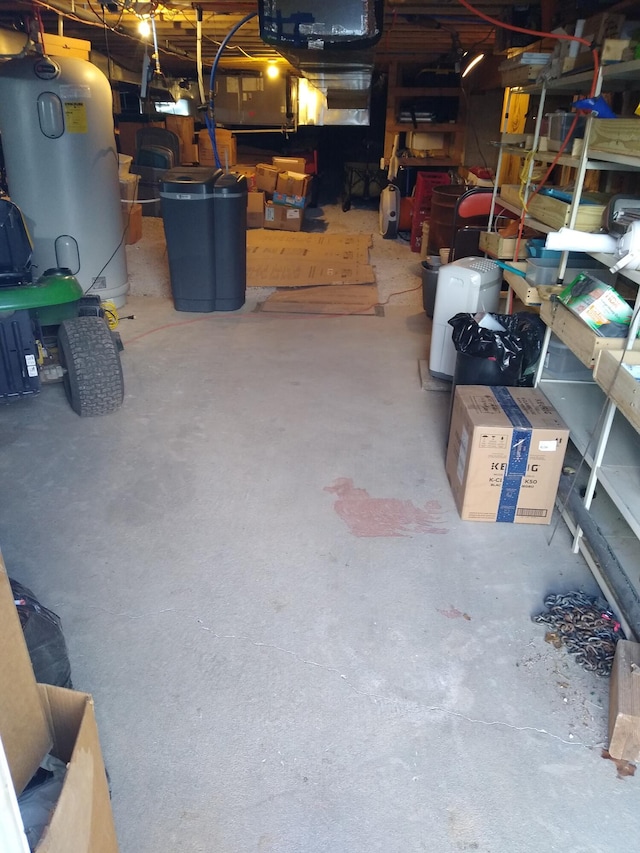 storage area with water heater