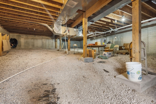 view of unfinished basement