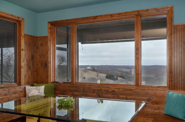 room details featuring wood walls