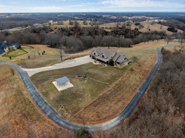 aerial view featuring a rural view