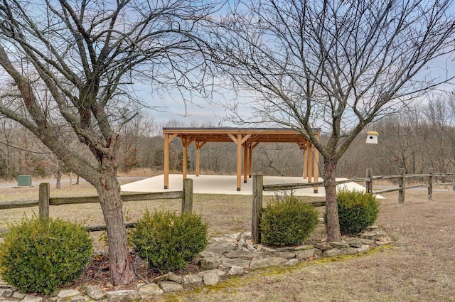 view of yard with a gazebo and fence