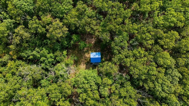 bird's eye view featuring a forest view