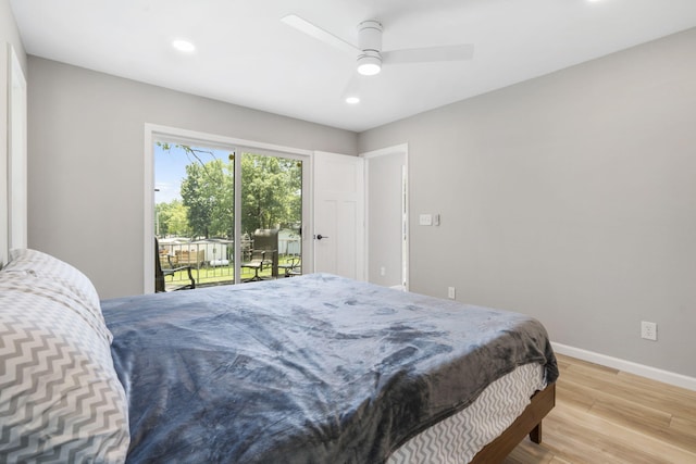 9 View Table Rock Lndg Unit 12, Branson West, MO 65737 - bedroom featuring access to outside, light wood-style flooring, recessed lighting, and a ceiling fan