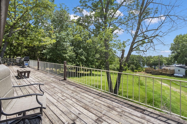 9 View Table Rock Lndg Unit 12, Branson West, MO 65737 - wooden deck featuring a yard and view of wooded area