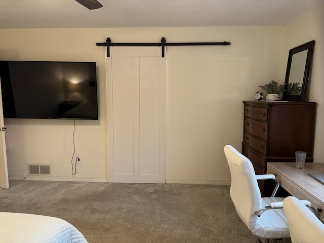 bedroom featuring carpet and visible vents