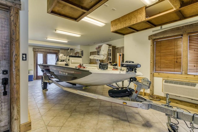 garage with a wall unit AC