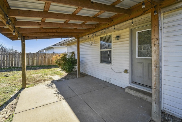 view of patio / terrace with fence