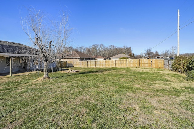 view of yard featuring a fenced backyard