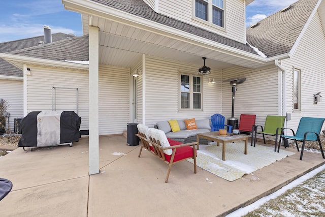 view of patio featuring an outdoor hangout area and area for grilling