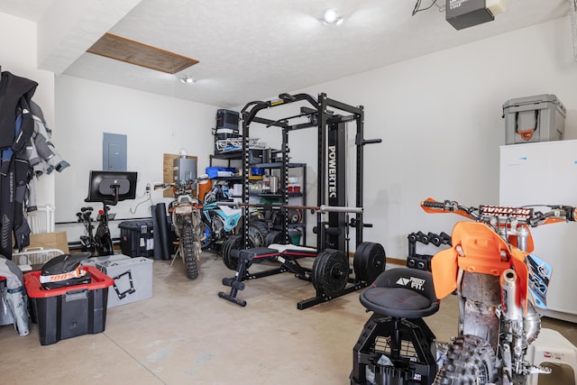 workout area with electric panel