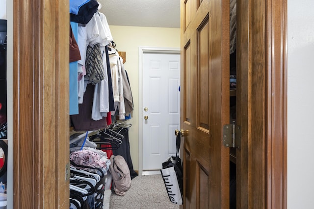 walk in closet featuring carpet