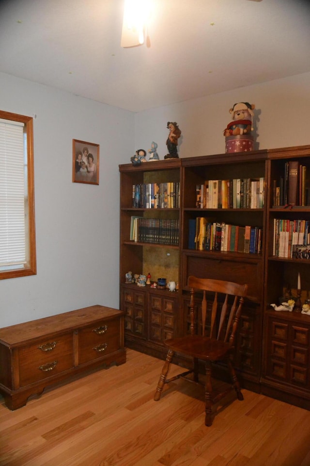 sitting room featuring light wood-style flooring