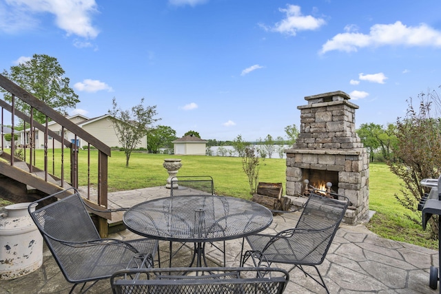 LOT19 Edwards Dr, Shell Knob, MO 65747 - view of patio / terrace with an outdoor stone fireplace and outdoor dining area