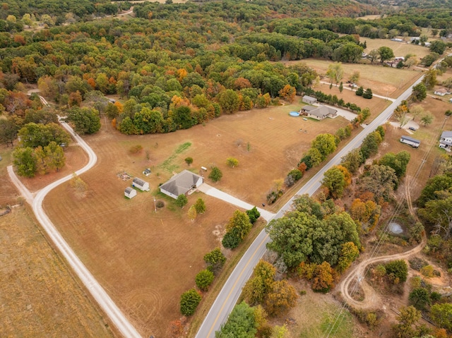 aerial view with a rural view