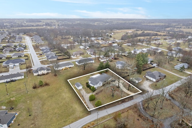 aerial view with a residential view