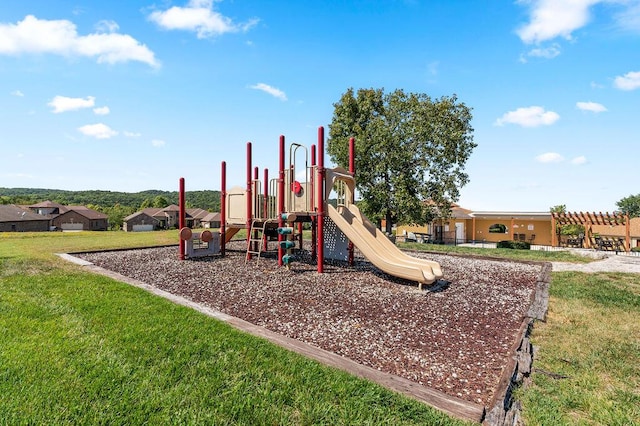 community playground with a yard