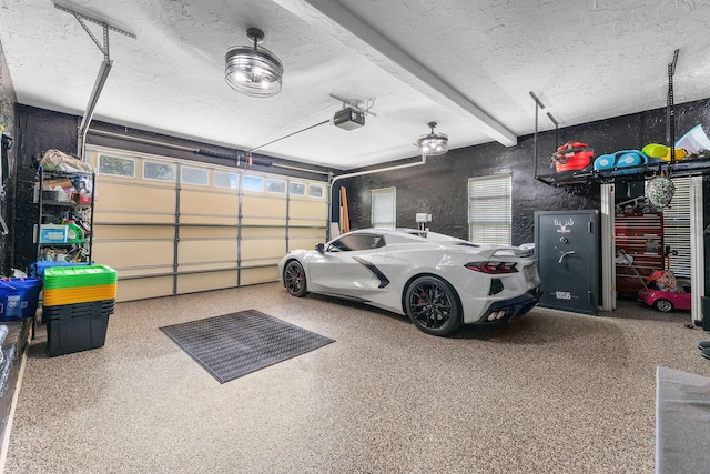 garage with a garage door opener