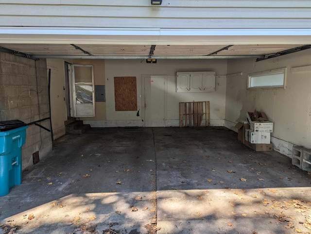 garage with electric panel