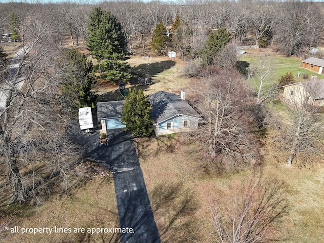 bird's eye view with a view of trees