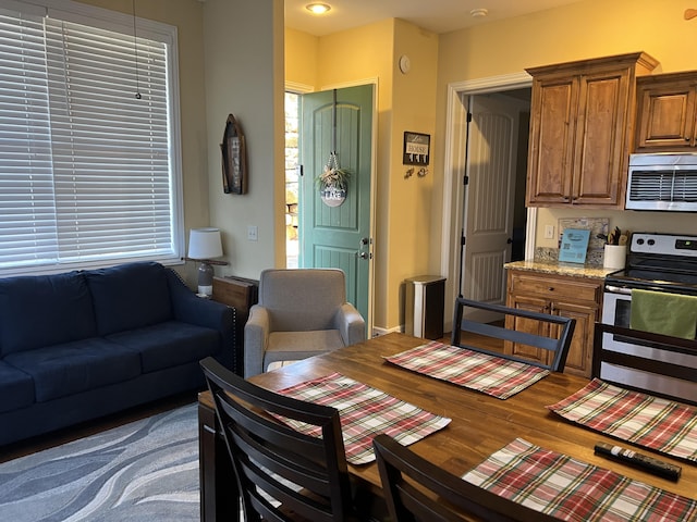 dining space featuring wood finished floors