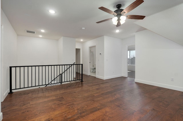 interior space with recessed lighting, visible vents, baseboards, and wood finished floors