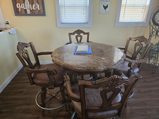 dining room with wood finished floors and baseboards