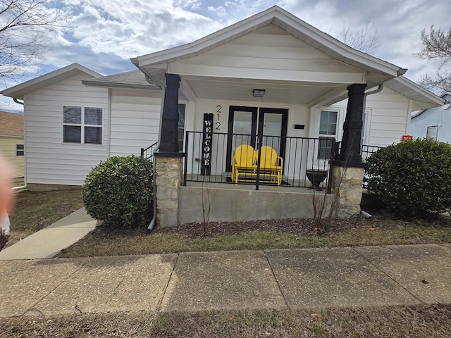 bungalow featuring a porch