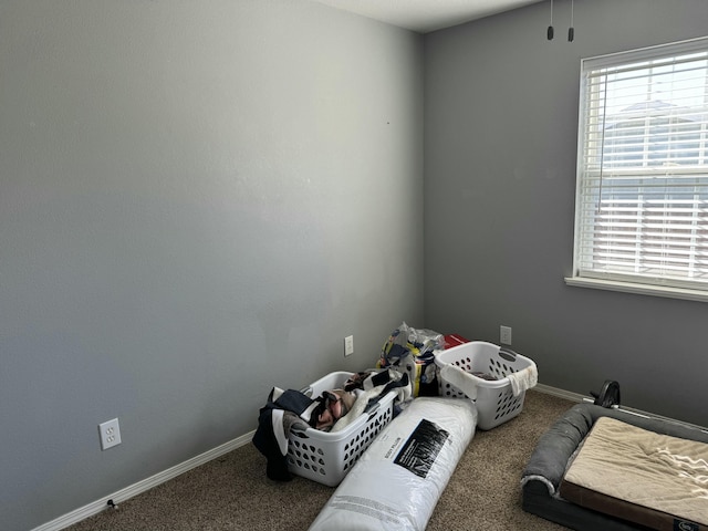 interior space featuring carpet flooring and baseboards