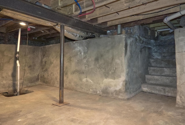 view of unfinished basement