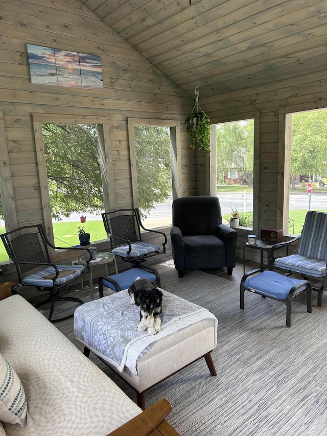 109 Lancashire Dr, Branson, MO 65616 - living room with a wealth of natural light, wood walls, vaulted ceiling, and wood ceiling