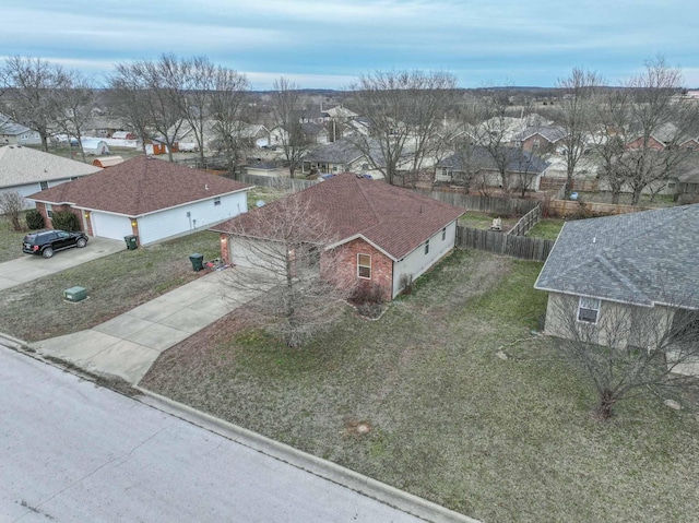 bird's eye view featuring a residential view