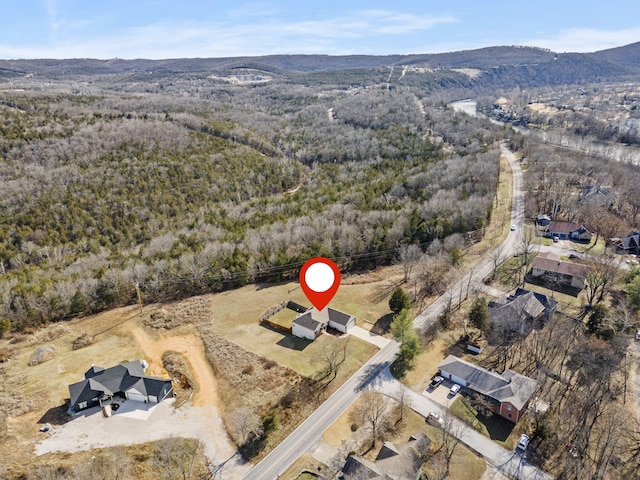 birds eye view of property with a mountain view