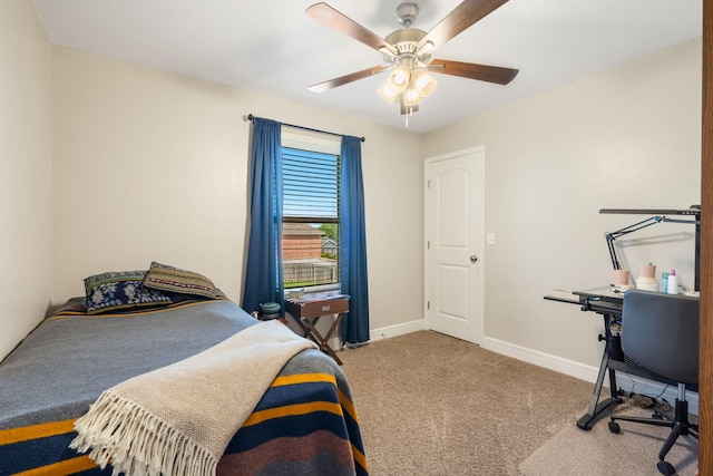 4427 E Kentbrook Dr, Springfield, MO 65802 - bedroom with carpet, baseboards, and ceiling fan